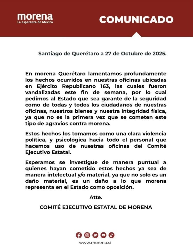 robo a las oficinas de Morena en Querétaro