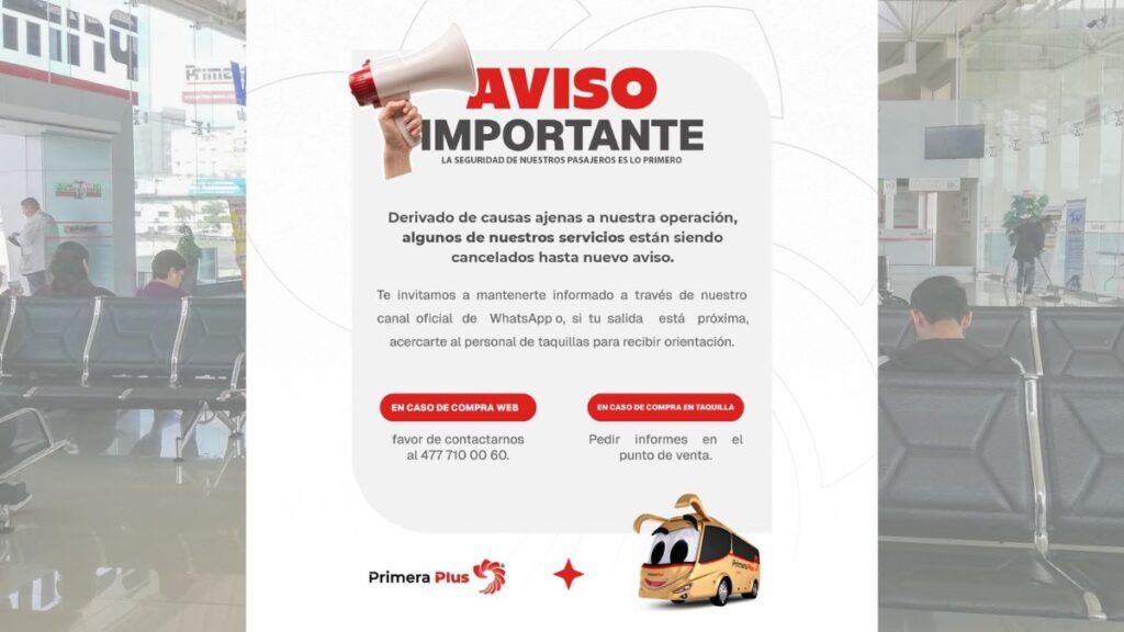 Central de autobuses suspenderá su servicio