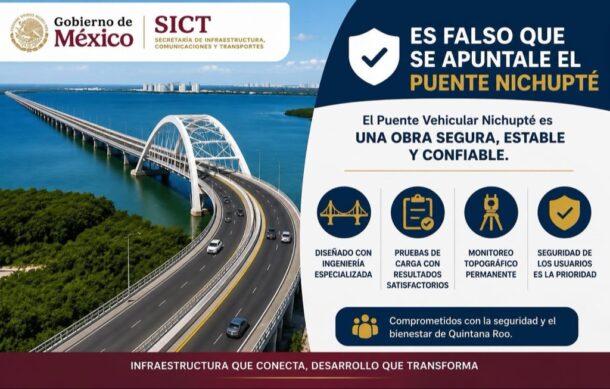 Declaración informativa de la SICT sobre la falsedad del riesgo en el Puente Nichupté