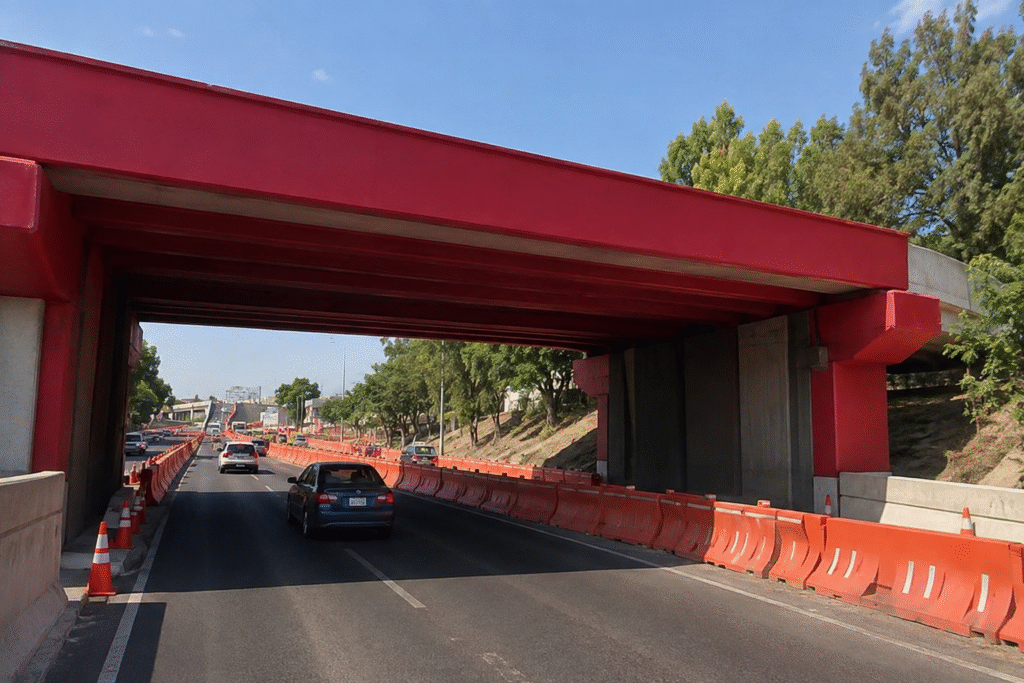 Puente ferroviario de Bernardo Quintana en Querétaro durante las obras